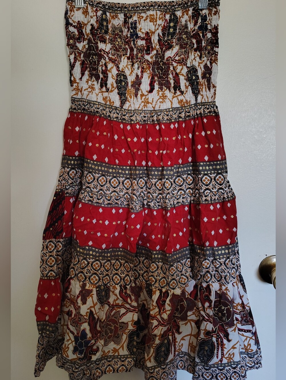 Forever 21 Red and White Printed Maxi Skirt